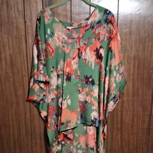 JODIFL Abstract Floral Tunic in Green and Orange